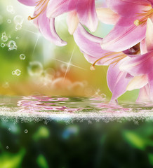 Beautiful flowers card.Flora exotic tropical backg