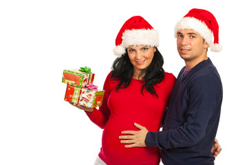 Happy couple with Christmas presents