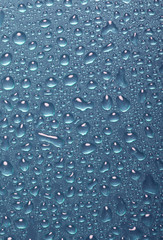 Drops of water in the metal plate