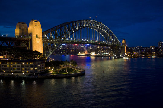 Sydney Harbour bridge after sunset, New South Wales, Australia