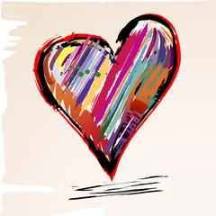 Foto auf Acrylglas love concept, colorful heart with paint strokes, grungy style © Kirsten Hinte
