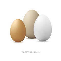Three Eggs with white background - Frohe Ostern