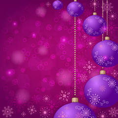 Christmas background with balls and snowflakes