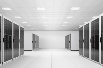 Data centre with two rows of racks - 46587292