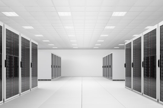 Data centre with two rows of racks