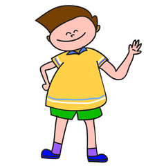 hand-drawn cartoon happy teen boy