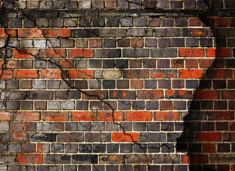 Cracked brick wall background