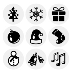 Vector black Christmas icons. Icon set
