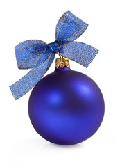 Blue Christmas ball with bow