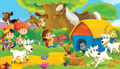 The farm illustration for kids - many different elements