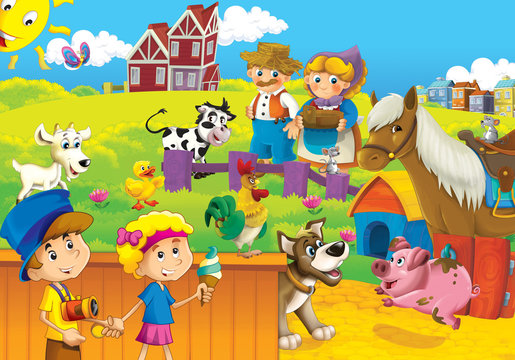 The farm illustration for kids - happy and educational