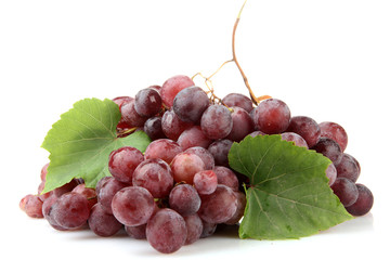 ripe sweet grapes isolated on white.