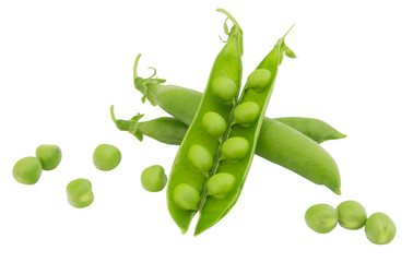 Green peas isolated on a white background