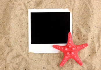 Photo with starfish on sand