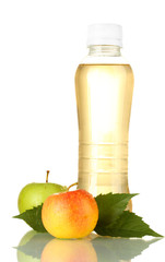 bottle of juice with sweet apples, isolated on white
