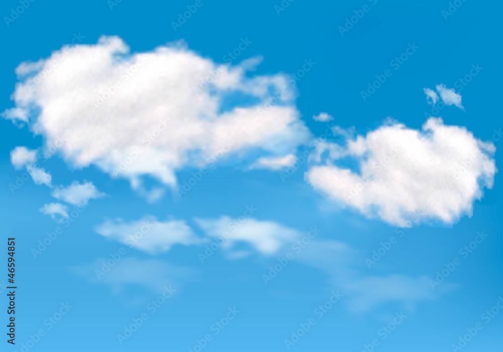 Poster blue sky with clouds. vector background.