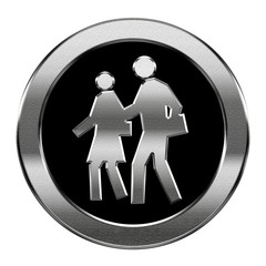 people icon silver, isolated on white background