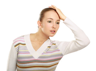 Portrait of woman , Isolated on white background