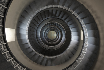 10'th floor of vintage spiral staircase - obrazy, fototapety, plakaty