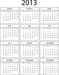 Kalender 2013 incl. Kalenderwochen