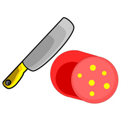 cutting salami vector 2