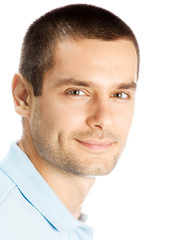 Obraz premium Cheerful young man, over white