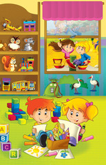 Cartoon kindergarten - illustration for the children
