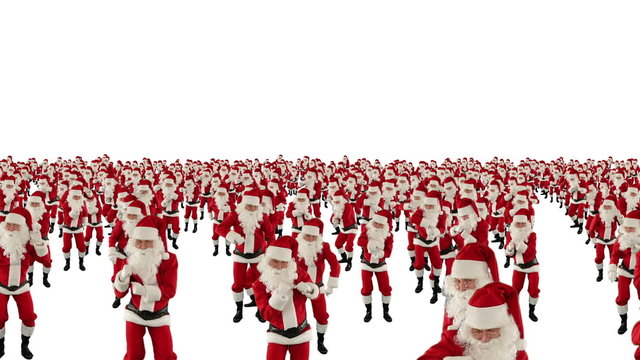 Santa Claus Crowd Dacing, Christmas Party cam fly over