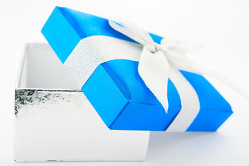 Blue gift box on a white background