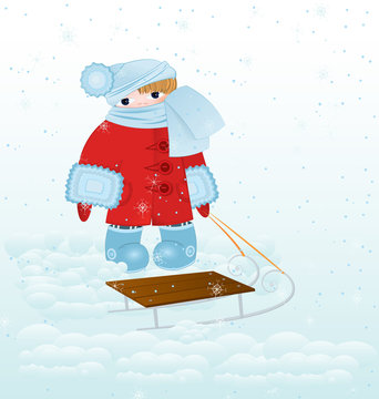 Cartoon kid with snow vector