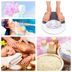 Beautiful Spa massage collage.