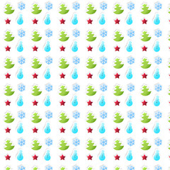 Christmas pattern on white wallpaper. Simple winter background w