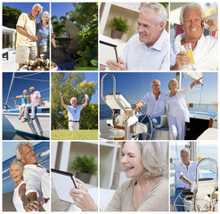 Happy Active Retired Senior Couples Montage