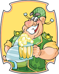 Funny militant with beer