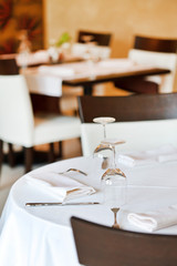 Tables set for meal