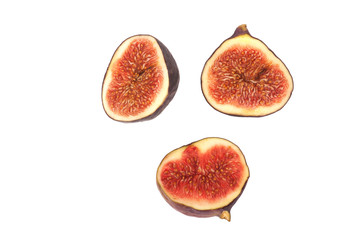 Halves of figs isolated on white background