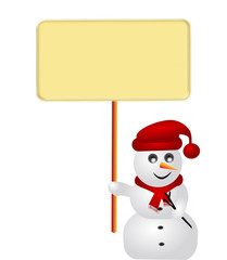 Schneemann mit Schild