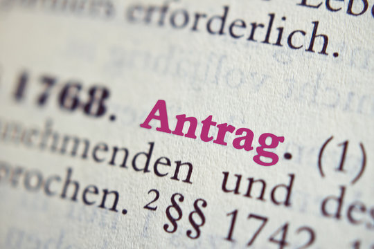 Antrag - Text aus dem Gesetzbuch