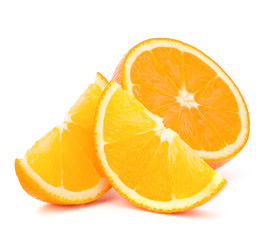 Orange fruit half and two segments or cantles