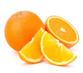 Whole orange fruit and his segments or cantles