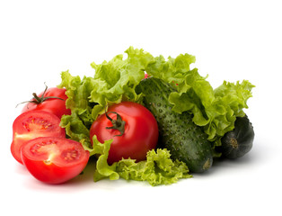 Tomato, cucumber vegetable and lettuce salad