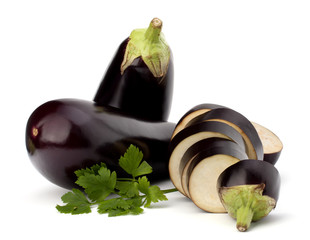 eggplant or aubergine and parsley leaf