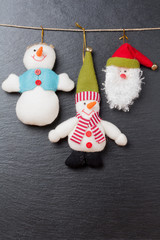 Christmas ornament: snowman and Santa Claus