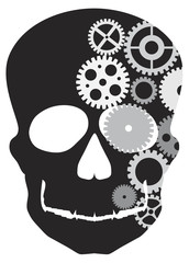 Front Facing Skull with Mechanical Gears