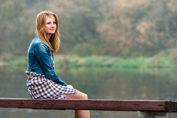 girl on a bench in the park