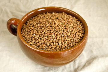 Buckwheat in ceramic bowl