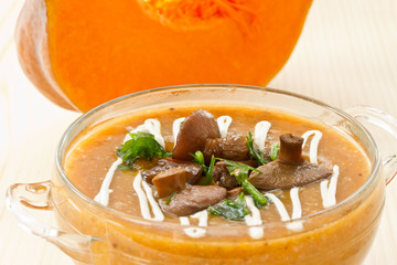 pumpkin soup with mushrooms