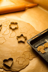 Cookies made from gingerbread just before baking