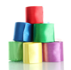 bright silk ribbons, isolated on white