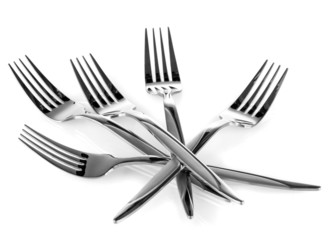 a set of forks isolated on white